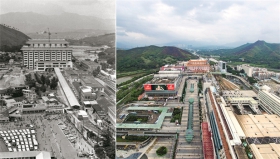 左图为1985年，深圳新建的罗湖口岸联检大楼；右图为2018_121098.jpg